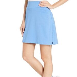 ADIDAS FIVE POCKET ULTIMATE 356 KNIT SPORT GOLF SKORT IN LIGHT BLUE